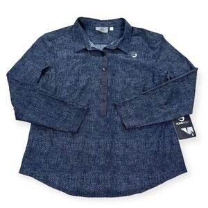 NEW Foray Golf Polo Women's Large Black Twill Core Long Sleeve Pullover Athletic